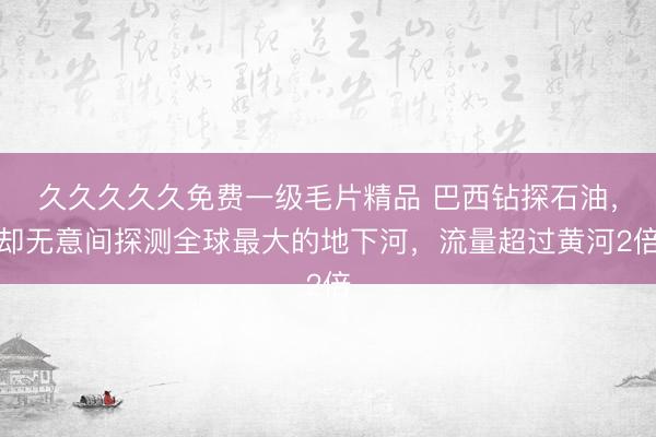 久久久久久免费一级毛片精品 巴西钻探石油，却无意间探测全球最大的地下河，流量超过黄河2倍