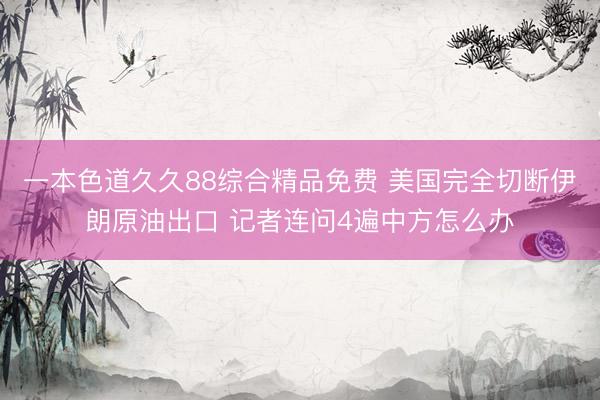 一本色道久久88综合精品免费 美国完全切断伊朗原油出口 记者连问4遍中方怎么办