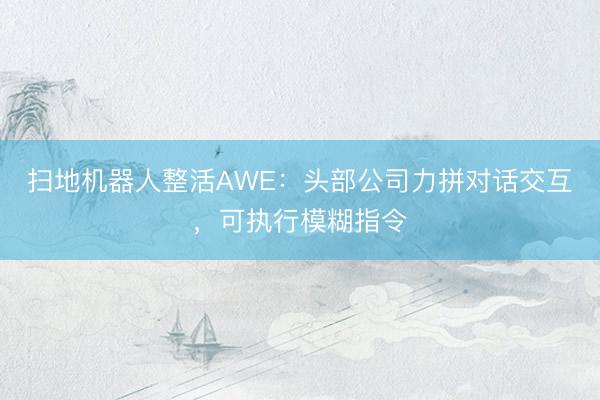 扫地机器人整活AWE：头部公司力拼对话交互，可执行模糊指令
