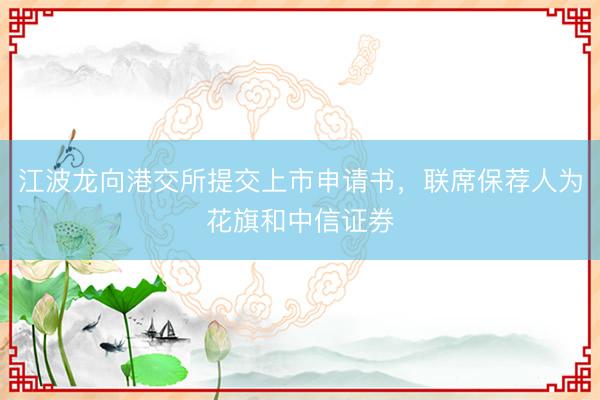 江波龙向港交所提交上市申请书，联席保荐人为花旗和中信证券