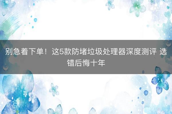 别急着下单！这5款防堵垃圾处理器深度测评 选错后悔十年