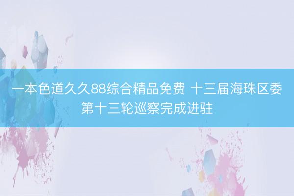 一本色道久久88综合精品免费 十三届海珠区委第十三轮巡察完成进驻