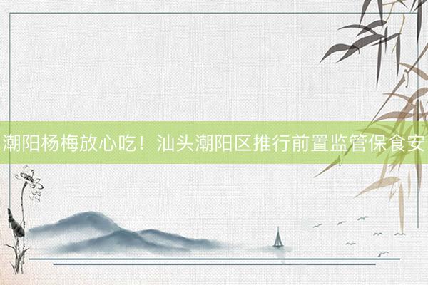 潮阳杨梅放心吃!汕头潮阳区推行前置监管保食安