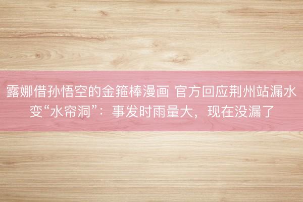 露娜借孙悟空的金箍棒漫画 官方回应荆州站漏水变“水帘洞”：事发时雨量大，现在没漏了