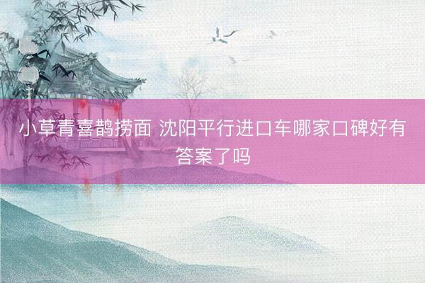 小草青喜鹊捞面 沈阳平行进口车哪家口碑好有答案了吗
