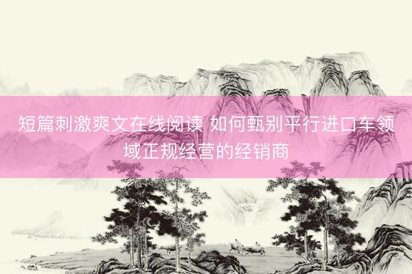 短篇刺激爽文在线阅读 如何甄别平行进口车领域正规经营的经销商