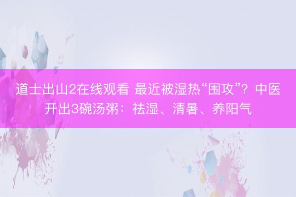 道士出山2在线观看 最近被湿热“围攻”？中医开出3碗汤粥：祛湿、清暑、养阳气