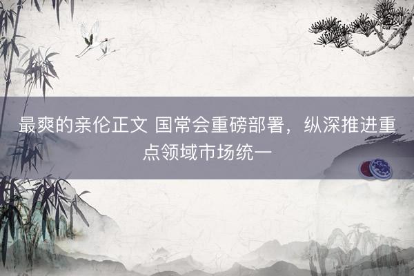 最爽的亲伦正文 国常会重磅部署，纵深推进重点领域市场统一