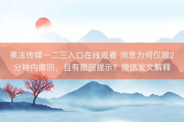 果冻传媒一二三入口在线观看 消息为何仅限2分钟内撤回，且有撤回提示？微信发文解释