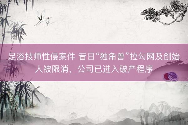 足浴技师性侵案件 昔日“独角兽”拉勾网及创始人被限消，公司已进入破产程序