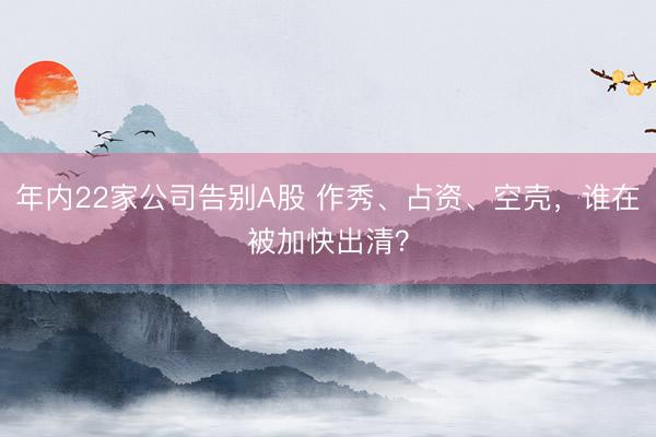 年内22家公司告别A股 作秀、占资、空壳，谁在被加快出清？