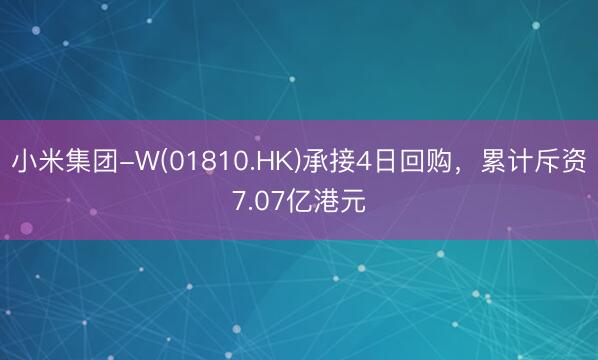 小米集团-W(01810.HK)承接4日回购，累计斥资7.07亿港元