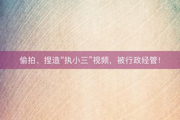偷拍、捏造“执小三”视频，被行政经管！