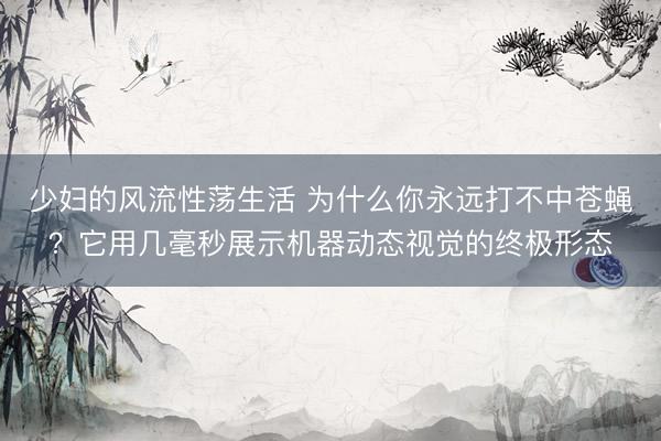 少妇的风流性荡生活 为什么你永远打不中苍蝇？它用几毫秒展示机器动态视觉的终极形态
