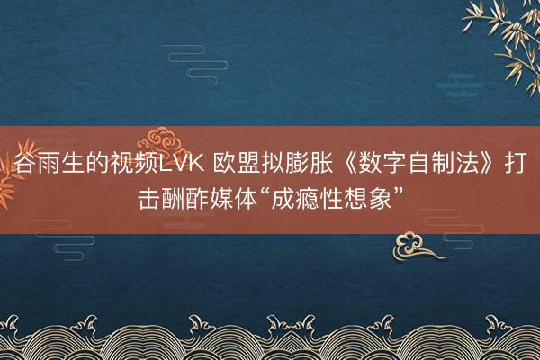 谷雨生的视频LVK 欧盟拟膨胀《数字自制法》打击酬酢媒体“成瘾性想象”
