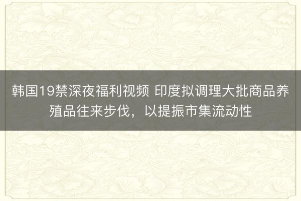 韩国19禁深夜福利视频 印度拟调理大批商品养殖品往来步伐，以提振市集流动性