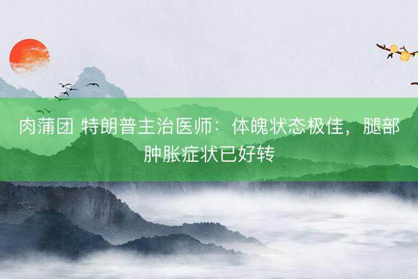 肉蒲团 特朗普主治医师:体魄状态极佳,腿部肿胀症状已好转