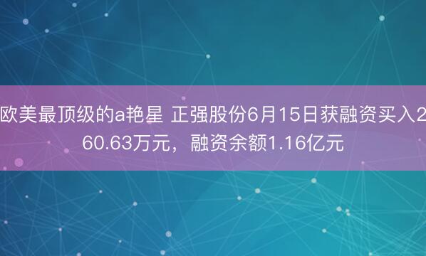 欧美最顶级的a艳星 正强股份6月15日获融资买入260.63万元，融资余额1.16亿元