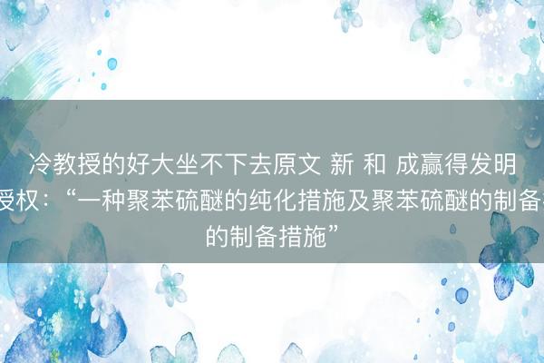 冷教授的好大坐不下去原文 新 和 成赢得发明专利授权：“一种聚苯硫醚的纯化措施及聚苯硫醚的制备措施”