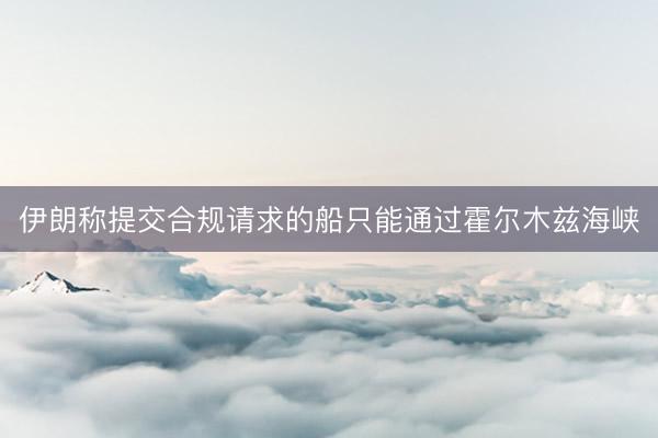 伊朗称提交合规请求的船只能通过霍尔木兹海峡